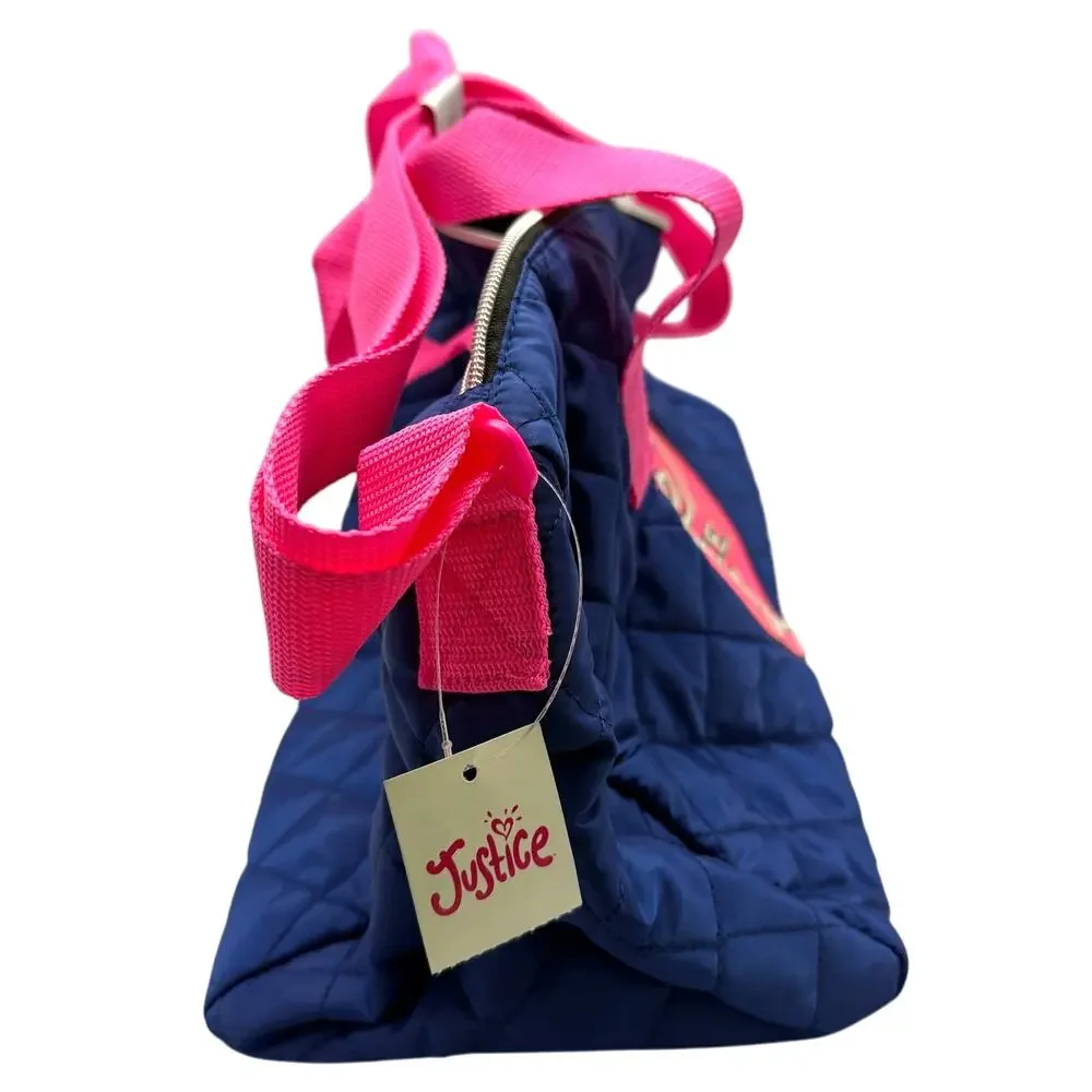Live Justice Pink Blue Quilted Duffel Gym Dance Bag NWT 18x10x8